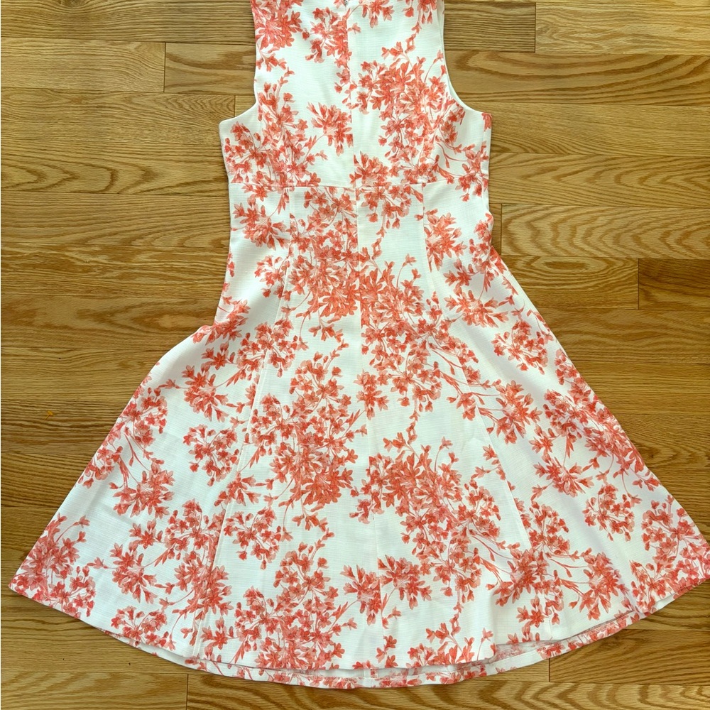NWT Tommy Hilfiger White and Peach Floral Midi Dress Size 10 - Picture 3 of 5